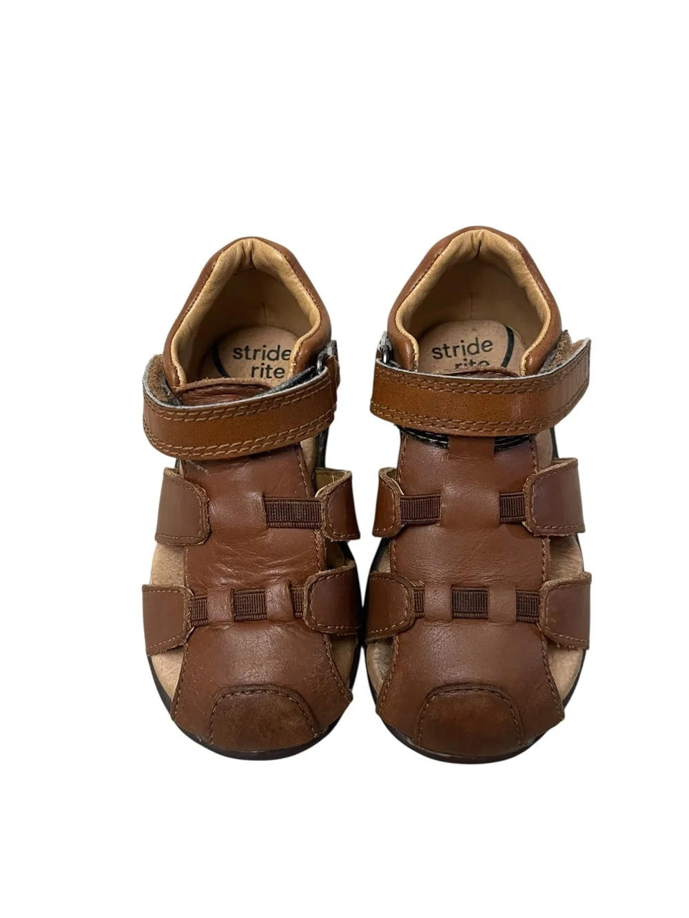 Stride Rite Archie Brown Leather Baby Toddle Fisherman Sandals Boys Size 6.5